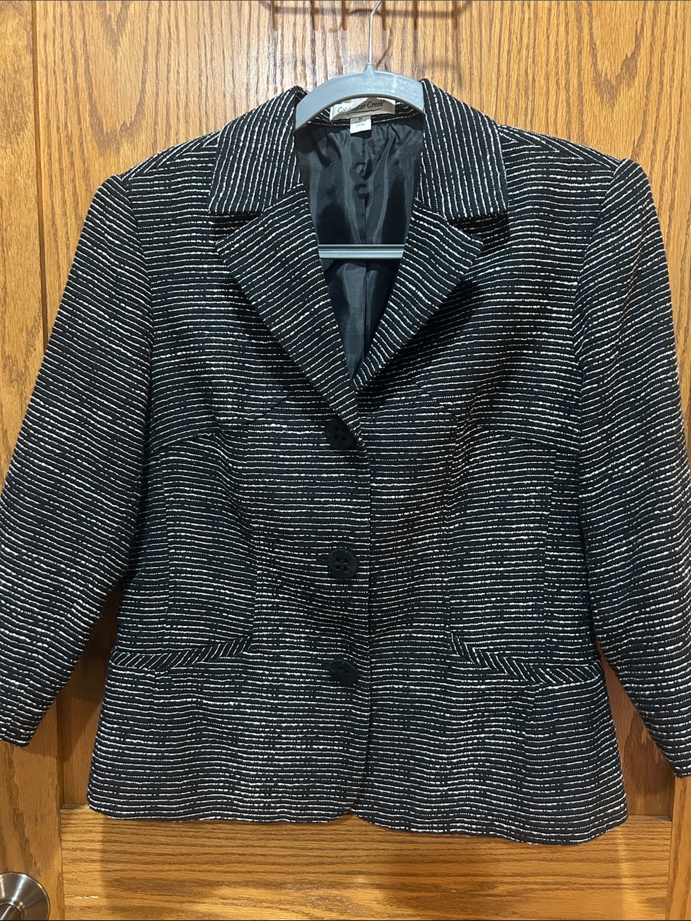 Coldwater Creek Black and White Striped Blazer Jacket